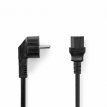 10 m Nedis Stroomkabel - Type F - IEC C13 gehoekt - Zwart